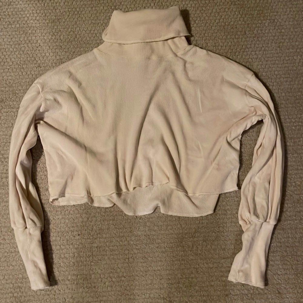 Cream LNA cropped turtleneck